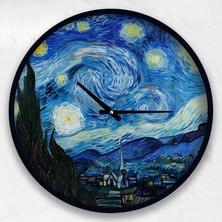 Emya Home Vincent Van Gogh 50 cm The Starry Night Ahşap Duvar Saati