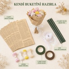 Mutkin Şönil Çiçek Buket Hazırlama Yardımcı Seti Gazete Desenli Sarma Kağıdı Çiçek Bandı Tel Kurdele ve Çiçek Tohumu