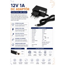 12V 1A Dc Adaptör - 5.5x2.1mm Jak Uçlu