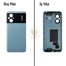 Arsking Poco M5 Mavi Arka Pil Kapağı Batarya Kapağı Lazer Kesim Back Cover