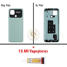 Arsking Yapıştırıcı Poco C40 Yeşil Yapıştırıcı Arka Pil Kapağı Batarya Kapağı + B-7000 Yapıştırıcı