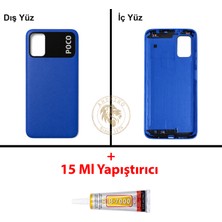Arsking Yapıştırıcı Poco M3 Mavi Yapıştırıcı Arka Pil Kapağı Batarya Kapağı + B-7000 Yapıştırıcı