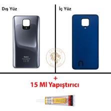 Arsking Yapıştırıcı Redmi Note 9 Pro Gri Yapıştırıcı Arka Pil Kapağı Batarya Kapağı + B-7000 Yapıştırıcı