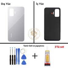 Arsking Yapıştırıcı Poco F7 Gümüş Yapıştırıcı Arka Pil Kapağı Batarya Kapağı + Yapıştırıcı ve Vida Seti