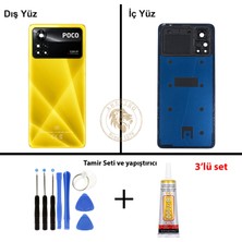 Arsking Yapıştırıcı Poco X4 Pro Sarı Yapıştırıcı Arka Pil Kapağı Batarya Kapağı + Yapıştırıcı ve Vida Seti