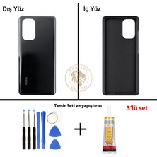 Arsking Yapıştırıcı Redmi K40 Pro Siyah Yapıştırıcı Arka Pil Kapağı + Yapıştırıcı ve Vida Seti