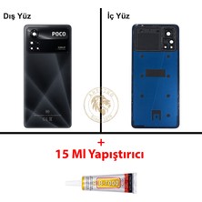Arsking Yapıştırıcı Poco X4 Pro Siyah Yapıştırıcı Arka Pil Kapağı + Yapıştırıcı ve Vida Seti