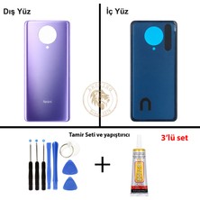 Arsking Yapıştırıcı Redmi K30 Pro Mor Yapıştırıcı Arka Pil Kapağı + Yapıştırıcı ve Vida Seti