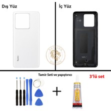 Arsking Yapıştırıcı Redmi K60 Ultra Beyaz Yapıştırıcı Arka Pil Kapağı + Yapıştırıcı ve Vida Seti