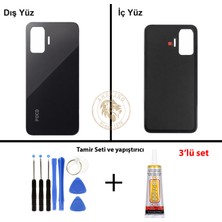 Arsking Yapıştırıcı Poco F7 Siyah Yapıştırıcı Arka Pil Kapağı Batarya Kapağı + Yapıştırıcı ve Vida Seti