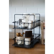 Dekorz Dükkan Rustic Çift Katlı Siyah Metal Stand
