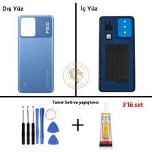 Arsking Yapıştırıcı Poco X5 Mavi Yapıştırıcı Arka Pil Kapağı Batarya Kapağı + Yapıştırıcı ve Vida Seti