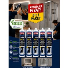 Leon Premium *5 Adet* Kokusuz Duşakabin ve Ayna Silikonu Küf Tutmaz Şeffaf 330 Gram