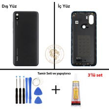Arsking Yapıştırıcı Redmi 7A Siyah Yapıştırıcı Arka Pil Kapağı Batarya Kapağı + Yapıştırıcı ve Vida Seti