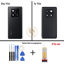 Arsking Yapıştırıcı Redmi Note 14 Plus 5g Lensli Siyah Yapıştırıcı Arka Pil Kapağı + Yapıştırıcı ve Vida Seti
