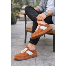 Mevese Lunex Erkek Bağcıklı Süet Günlük Spor Sneaker Ayakkabı - Taba - Beyaz