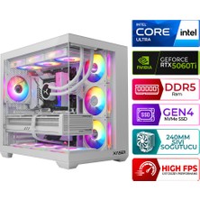 Xaser Kratos X180 Intel Ultra 5 225F 32GB Ddr5 Ram 1tb M.2 Nvme SSD 16GB RTX5060TI Sıvı Soğutmalı Masaüstü Oyuncu Bilgisayarı