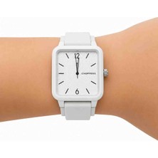 Atakaya Choppers Blanc Premium Beyaz Kare Kasa Unisex Kol Saati