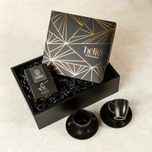 Hellobox Siyah Konsept Hediye Kutusu - Premium Çikolata ve Türk Kahvesi Fincan Seti - Kurumsal/özel Gün Hediyeleri