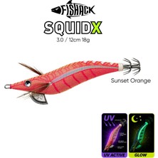 Kalamar Zokası - Fishack Squidx - Glow Body - #3.0 18G 120MM - Renk Sunset Orange