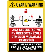 Ti Play Ana Şebeke Ac ve Pv Üreteçten Izole Etmeden Müdahale Etmeyiniz 35X50CM Pvc Isg Levha