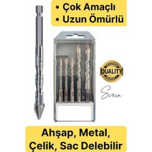 Forestia Elmas Uçlu Metal Sac Demir Çelik Ahşap Delebilen Çok Amaçlı Matkap Ucu Seti - 5 Parça Kırılmaz