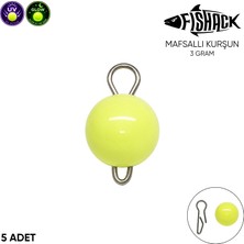 Fishack Mafsallı Kurşun - Hareketli Iğne Kurşunu - Uv Yeşil - 5'li Paket - 3 Gram