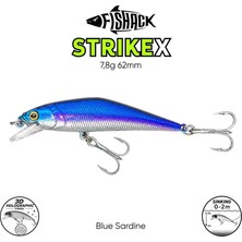 Maket Balık - Fishack Strikex - Sinking - 3D Hologram Paint - 7,8g 62MM - Renk Blue Sardine
