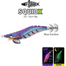Kalamar Zokası - Fishack Squidx - Glow Body - #3.0 18G 120MM - Renk Blue Sardine