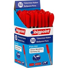 Bigpoint BP932-25 Tükenmez Kalem Polo 0.7mm Kırmızı 50 Li Paket