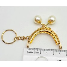 Angel Çanta Aksesuar 5 cm Anahtarlıklı Cüzdan Klipsi Light Gold Renk Inci Toplu