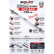 Povit Krom Içi Dolu Düz Bar 120 cm - Parlak ve Dayanıklı Krom Kaplama - Kaymayı Önleyen Tırtıklı Yüzey