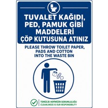 Ti Play Tuvalet Kağıdı Ped Pamuk Gibi Maddeleri Çöp Kutusuna Atınız 21X30CM Pvc Isg Levha