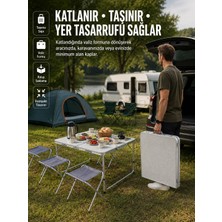 Aesco Mey Ithalat® Ayarlanabilir Yükseklikli Kamp ve Piknik Masası 4 Kişilik Katlanabilir Masa Seti