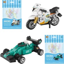 Mey İthalat Loz Micro Block 2'li Yarış Seti Araba Motor 2 Farklı Model Dekoratif Oyuncak Yapım Seti Yapı Blok Seti
