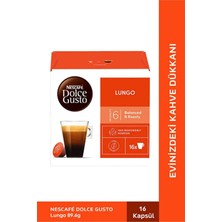 Nescafe Dolce Gusto Lungo Kapsül Kahve %100 Arabica - Zengin Aroma, Dolce Gusto Makineleriyle Uyumlu, 16 Adet