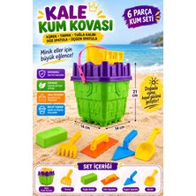 Güzelyüz Avm Kale Kum Kova Seti 6 Parça Büyük Boy Aksesuarlı Kalıplı Spatulalı Deniz - Plaj Kum Kovası Oyun Seti Karma Renk