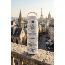 Lagomde Collego 500 ml Kadınlara Özel Avrupa Seyahat Termosu VOYAGER NO4 – 24 Ülke Lazer Işlemeli, Renkli Uv Dtf Sticker Setli