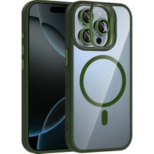 Aesco Joko Apple Iphone 15 Pro Max Remim Lensli Magsafe Standlı Kapak - Koyu Yeşil