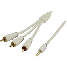 Brs Av Kablo 3.5mm Stereo Erkek Jack - 1 Stereo 3 Rca Av Kablo 2 Metre | Uydu Alıcısı, Tv, Ses Sistemi Uyumlu