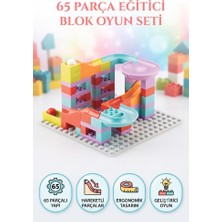 Farbu Oyuncak Slide Blocks 65 Parça Parkuru Top Kaydırağı ve Blok Birleştirme Eğitici Beceri Geliştirme Seti