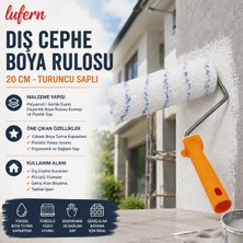 Lufern Dayanıklı Dış Cephe Boya Rulosu 20 cm Turuncu Saplı Pürüzlü Duvar Geniş Yüzeyler Tadilat Ergonomik