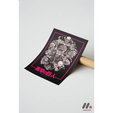 Modiwa Design Attack on Titan Pembe Kolaj Poster, Çerçevesiz Yüksek Kalite Duvar Afişi - Anime Severlere Özel Hedi
