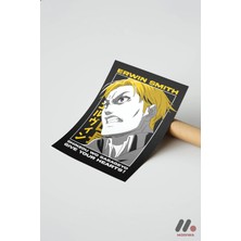Modiwa Design Attack on Titan Erwin Smith Anime Poster, Çerçevesiz Yüksek Kalite Duvar Afişi - Anime Severlere Öze