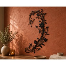 Awt Store Awt Dekoratif Metal Duvar Tablosu Çiçekli Sarmaşık Tasarımı Siyah