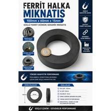 Dünya Magnet 100X60X15 mm Ferrit Halka Mıknatıs Güçlü Kömür Seramik Magnet Endüstriyel Kullanım