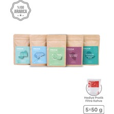 Espressolab Çekirdek Kahve Dünya Kahveleri Deneme Seti – 5 Farklı Tür, 250 gr Premium Kahve Paketi
