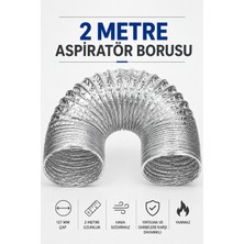 Cina Max 127 mm 2 Metre Alüminyum Esnek Aspiratör Borusu Hava Kanalı Davlumbaz Baca Hortumu