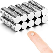 Mey İthalat Hdg 100 Adet Çap 6mm x Kalınlık 1mm Yuvarlak Süper Güçlü Neodyum Mıknatıs