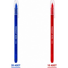 Mey İthalat Pensan Büro 2270 Tükenmez Kalem, 1.0 mm Medium Uç, Mavi, Ofis, Okul ve Kırtasiye Kullanımı Için Akıcı Yazım Kalemi (Mavi 20 - Kırmızı 10)